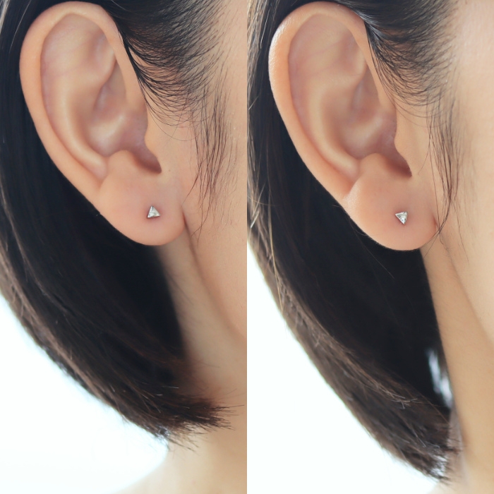 プラチナカラーの純チタンピアス『カケラ』