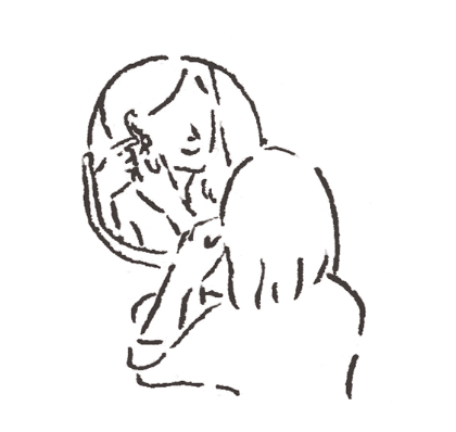 鏡を見て、寝る前につける