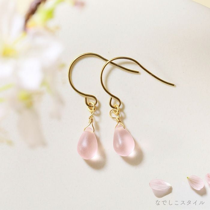 しずくフックピアス ティアドロップ さくら
