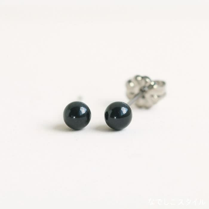 一粒ブラックパール（グラスパール）4mm チタンピアスの通販SHOP
