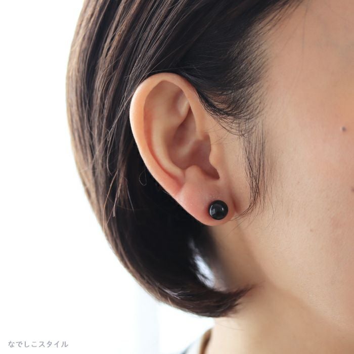 【ロン】ブラックパールピアスpt 一粒ブラックパール（グラスパール）8mm チタンピアスの通販SHOP
