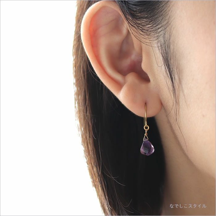 天然石のツイストカット/アメジスト チタンピアスの通販SHOP｜なでしこ