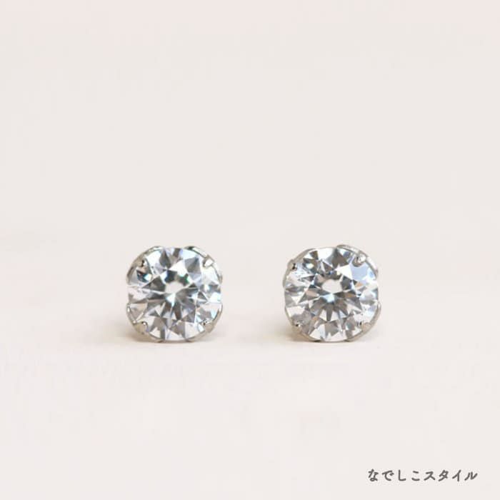 なでしこピアス　ダイアモンド　5ミリ　金属アレルギー対応　箱付 ダイアモンド」5mm チタンピアスの通販SHOP｜なでしこスタイル