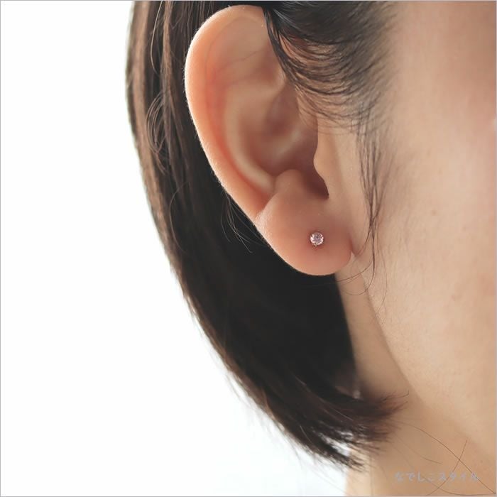 チタンピアス「ピンクサファイア/ゴールドカラー」3mm