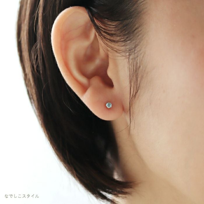 純チタンピアス スワロフスキー/一粒ジルコニア「ゴールドカラー