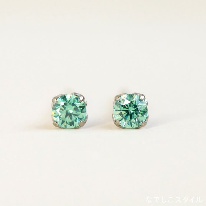 セカンドピアスに最適「サファイアグリーン」3mm