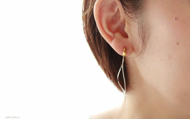 セット販売】三日月ピアス/【つけ替え】バックキャッチ ウェーブライン