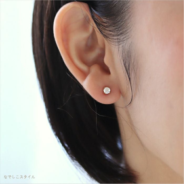 ゴールドカラー/ダイアモンド」4mm チタンピアスの通販SHOP｜なでしこ