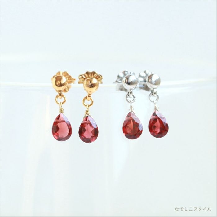 ガーネットのピアス(未使用) ガーネット ピアス K18YG 18K 18金 イエロー ゴールド スクエア