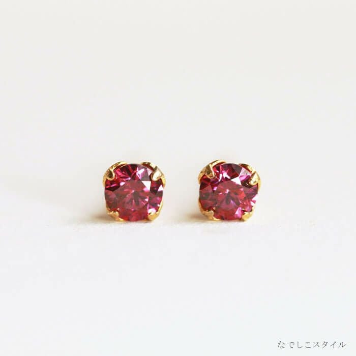 ゴールドカラー/ルビー」3mm チタンピアスの通販SHOP｜なでしこスタイル