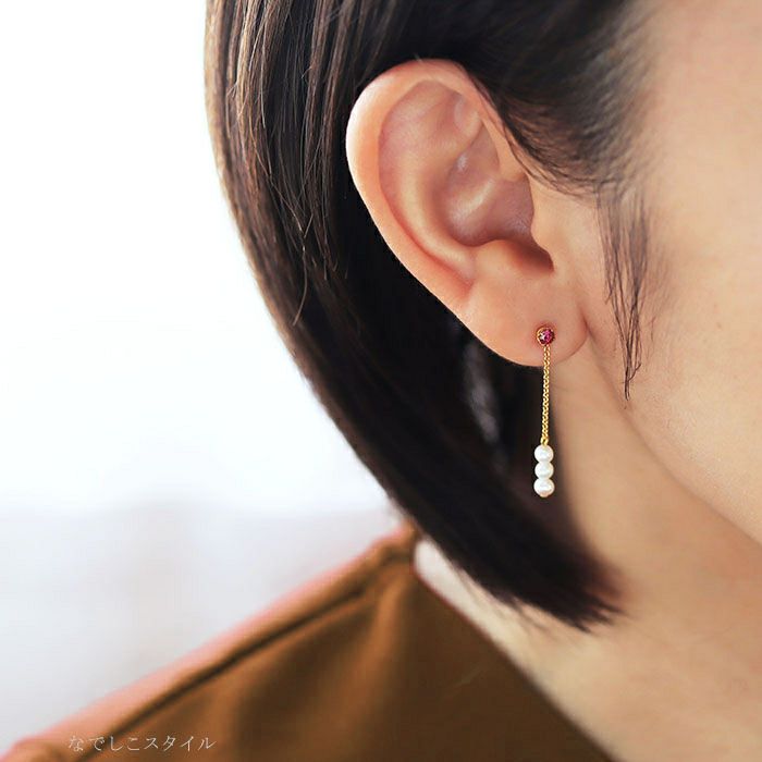 ゴールドカラー/ルビー」3mm チタンピアスの通販SHOP｜なでしこスタイル