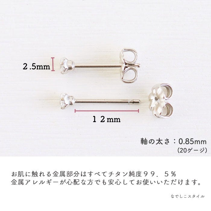 セカンドピアスのスワロフスキージルコニア純チタンピアスの説明写真