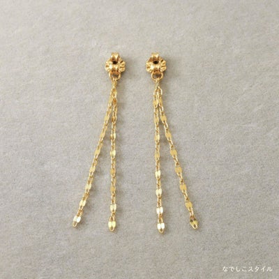 セカンドピアスのキャッチに着けられるフリンジチェーンバックキャッチのゴールドカラーのを正面から見たイメージの画像